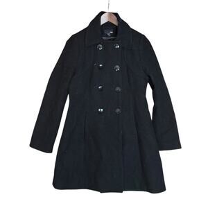 H&M Women’s Wool Blend Double Breasted Peacoat Jacket Black – Size 8 (EUR 38)